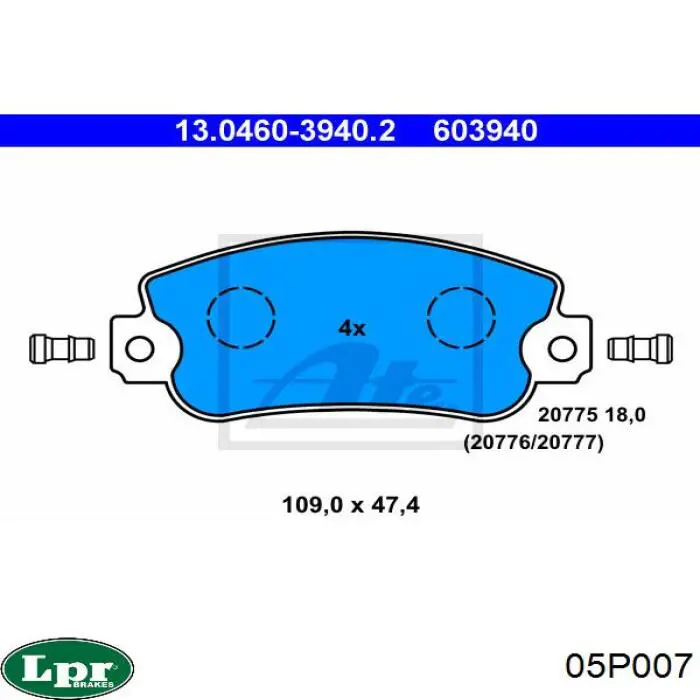 Compre 05P007 LPR Sapatas do freio dianteiras de disco