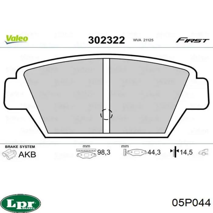 Pastillas de freno traseras 05P044 LPR