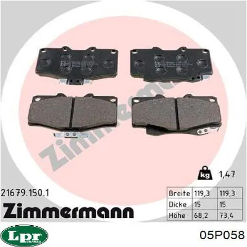 Купить 05P058 LPR Колодки тормозные