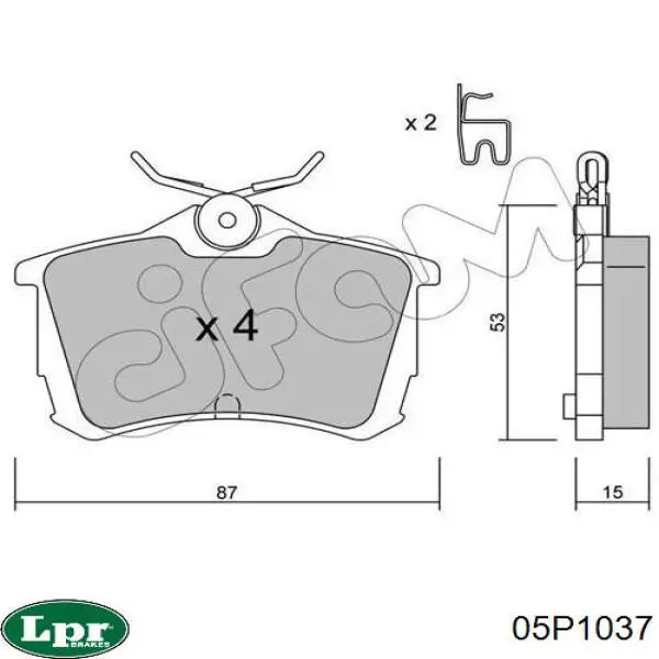 Купить 05P1037 LPR Колодки тормозные задние, дисковые