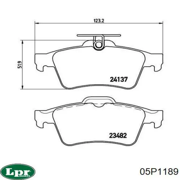 05P1189 LPR Колодки тормозные дисковые комплект