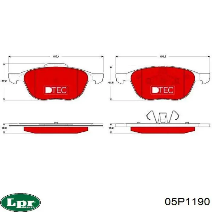 Купить 05P1190 LPR Колодки тормозные