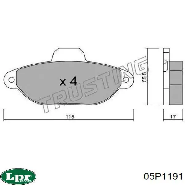 Купить 05P1191 LPR Колодки тормозные