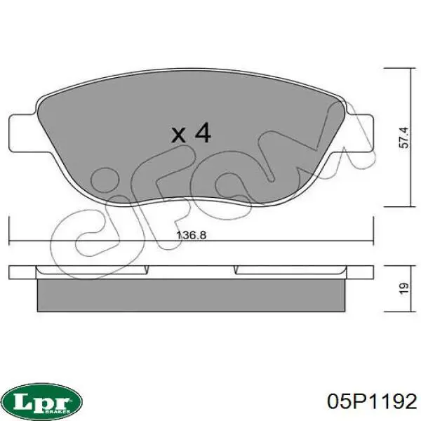 05P1192 LPR Колодки передние