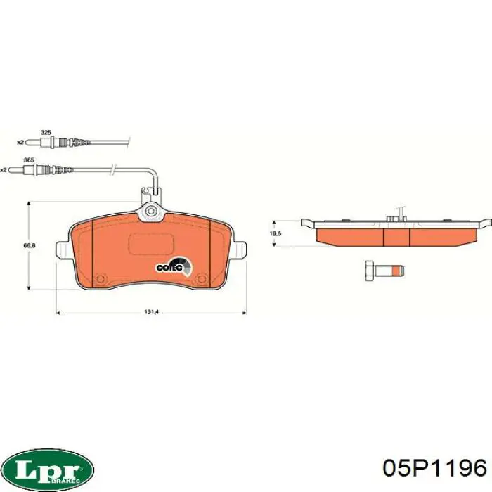 Передние тормозные колодки 05P1196 LPR