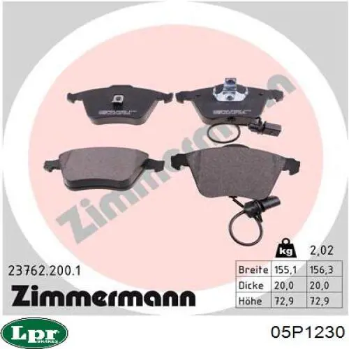 Купить 05P1230 LPR Колодки тормозные
