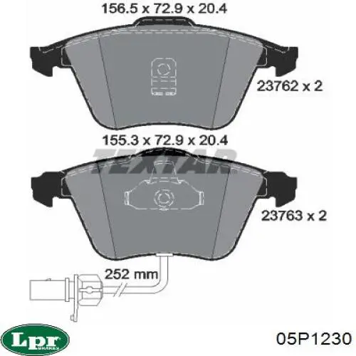 Передние тормозные колодки 05P1230 LPR