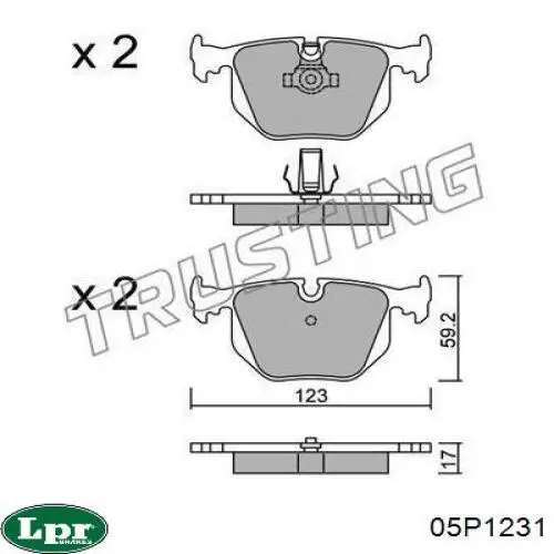 Задние тормозные колодки 05P1231 LPR