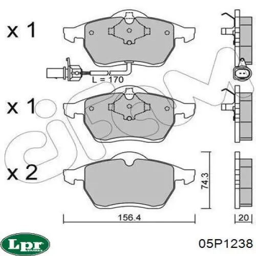Купить 05P1238 LPR Колодки тормозные