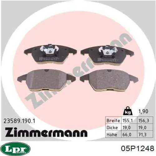 Передние тормозные колодки 05P1248 LPR
