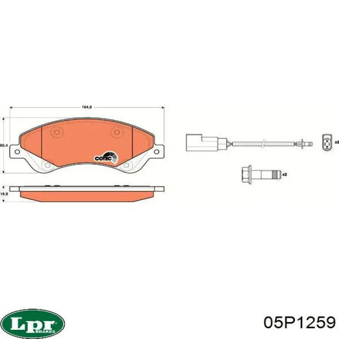 Передние тормозные колодки 05P1259 LPR