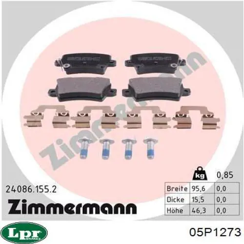 Задние тормозные колодки 05P1273 LPR