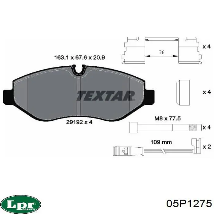 Передние тормозные колодки 05P1275 LPR