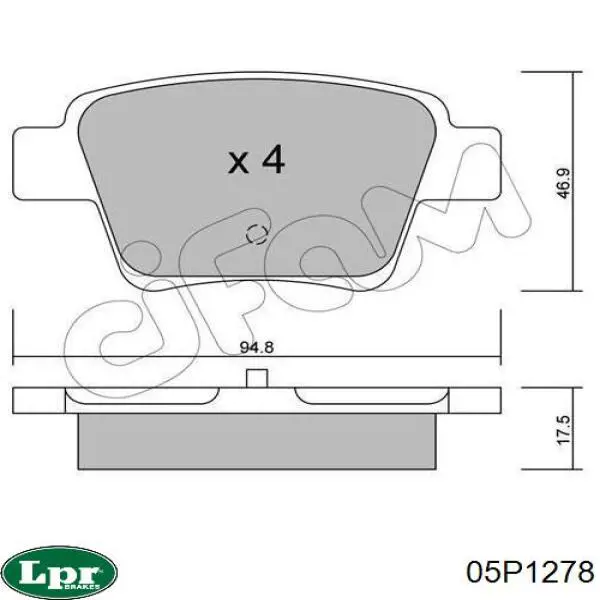 Задние тормозные колодки 05P1278 LPR