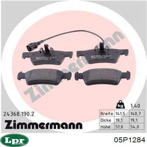 Задние дисковые колодки LPR 05P1284