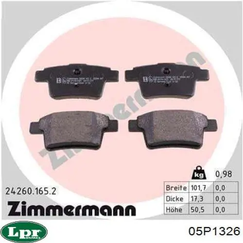 Задние дисковые колодки LPR 05P1326