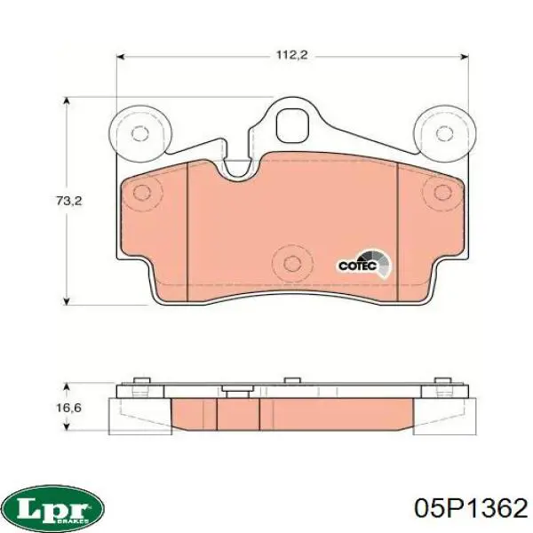 Задние тормозные колодки 05P1362 LPR