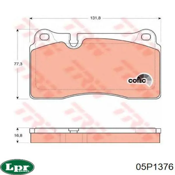 Передние тормозные колодки 05P1376 LPR