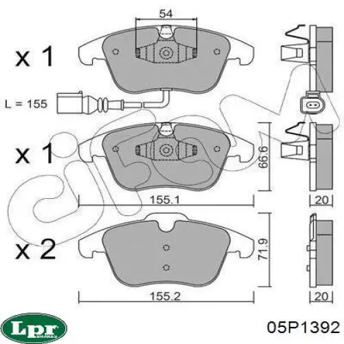 Передние тормозные колодки 05P1392 LPR