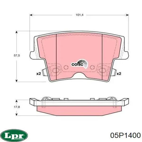 05P1400 LPR Колодки тормозные дисковые комплект