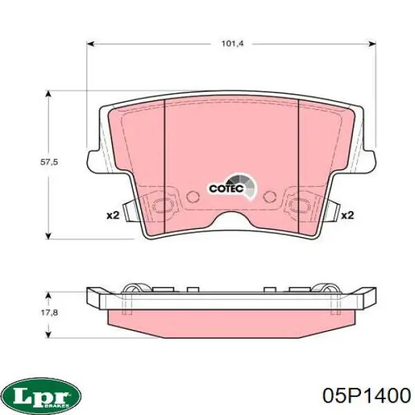 Задние тормозные колодки 05P1400 LPR