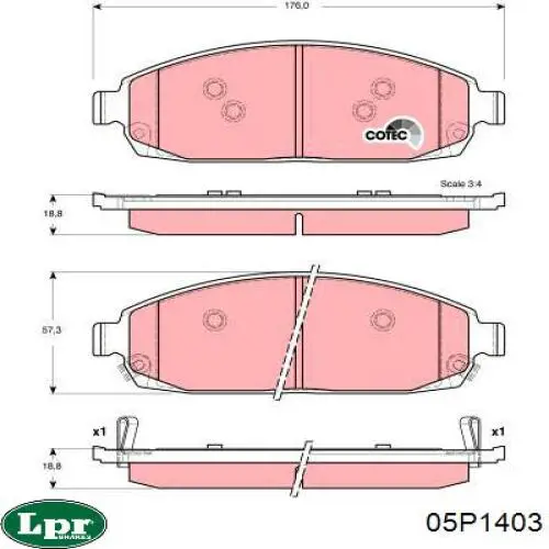 Передние тормозные колодки 05P1403 LPR