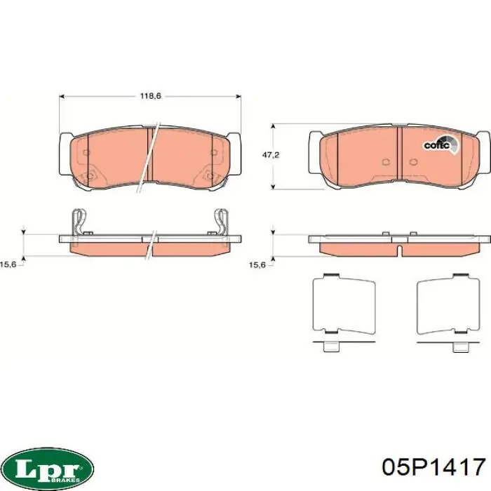 Задние тормозные колодки 05P1417 LPR