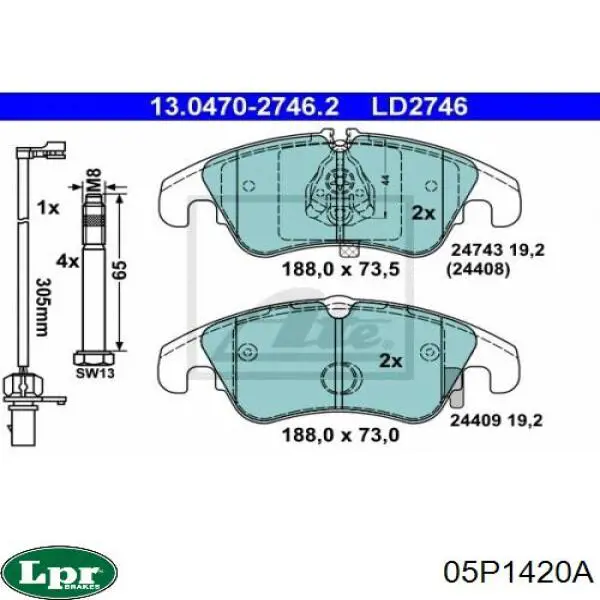 Тормозные колодки LPR 05P1420A