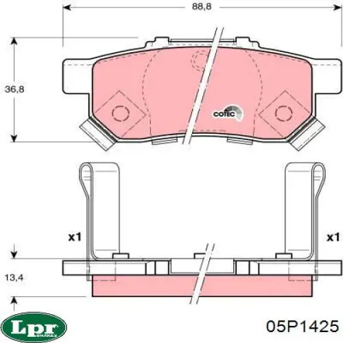 Задние тормозные колодки 05P1425 LPR