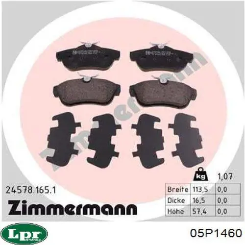Купить 05P1460 LPR Колодки тормозные задние, дисковые