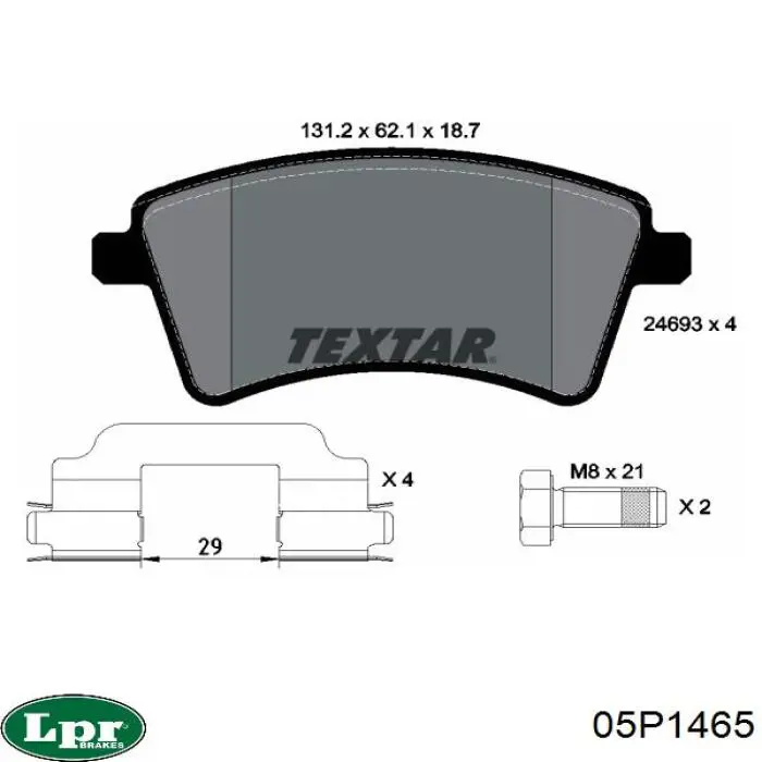 Передние тормозные колодки 05P1465 LPR