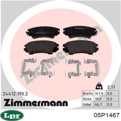 Передние тормозные колодки 05P1467 LPR