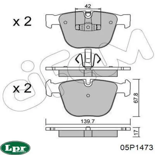 Задние дисковые колодки LPR 05P1473