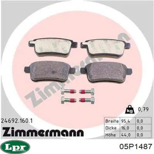 Задние дисковые колодки LPR 05P1487