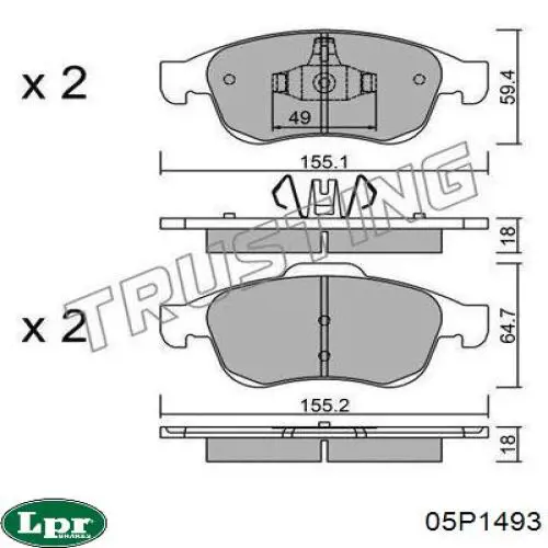 Купить 05P1493 LPR Колодки тормозные