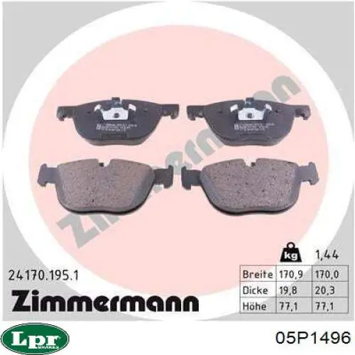 Передние тормозные колодки 05P1496 LPR