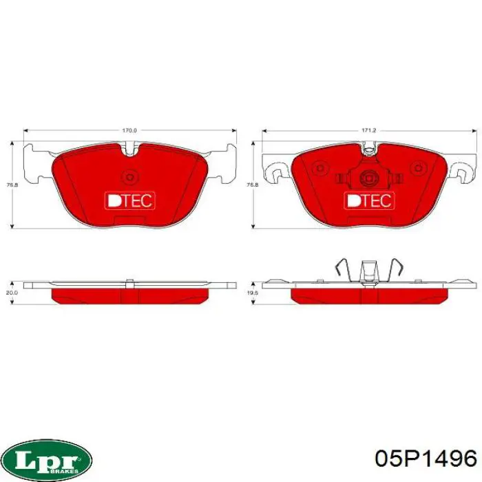 Передние тормозные колодки 05P1496 LPR