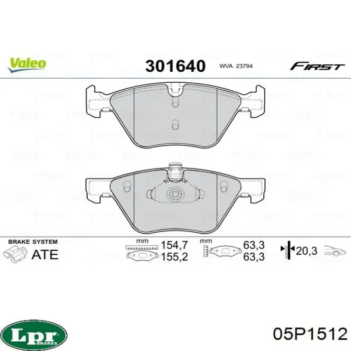Передние тормозные колодки 05P1512 LPR