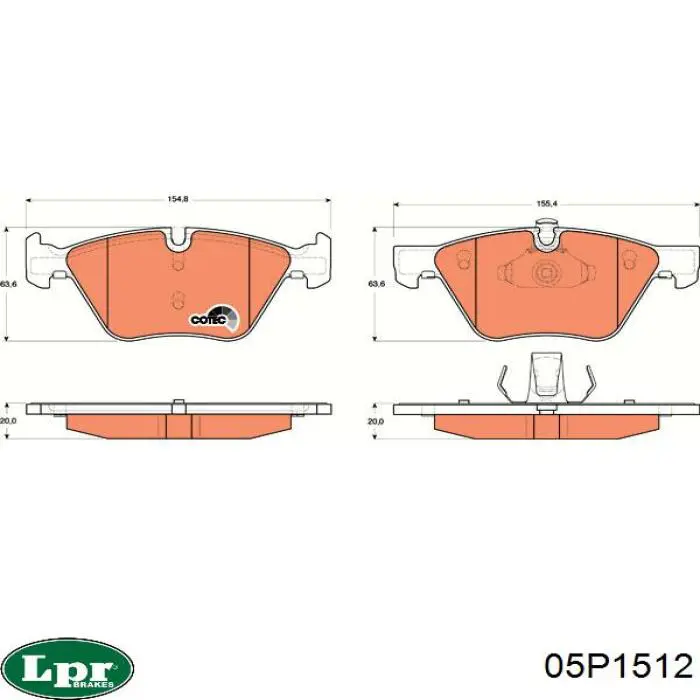Купить 05P1512 LPR Колодки тормозные