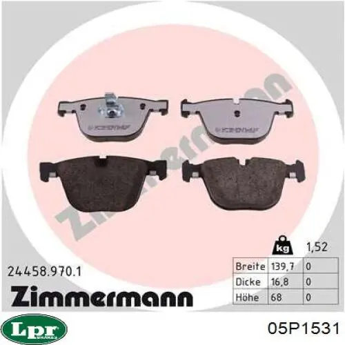 Купить 05P1531 LPR Колодки тормозные задние, дисковые