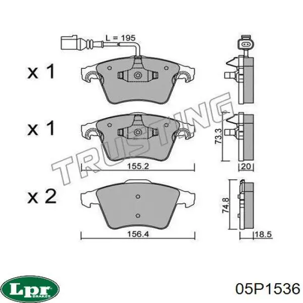 Передние тормозные колодки 05P1536 LPR