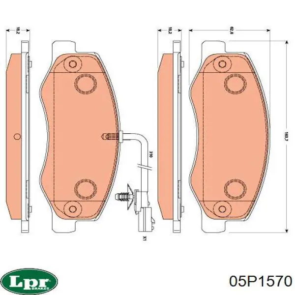 Купить 05P1570 LPR Колодки тормозные задние, дисковые