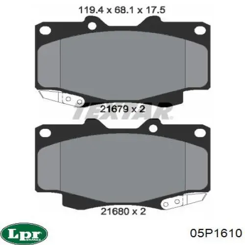 Передние тормозные колодки 05P1610 LPR