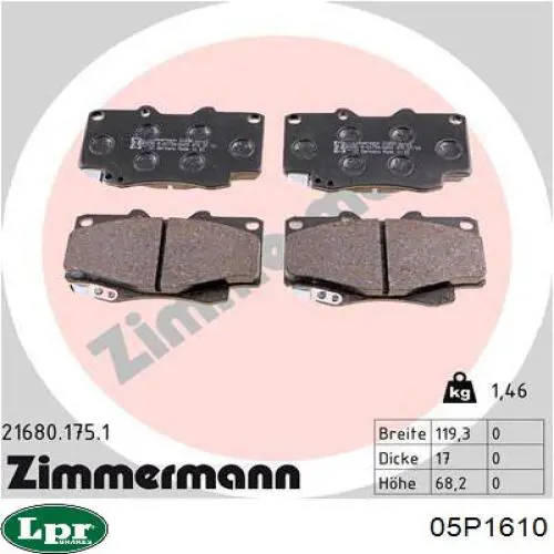Тормозные колодки LPR 05P1610