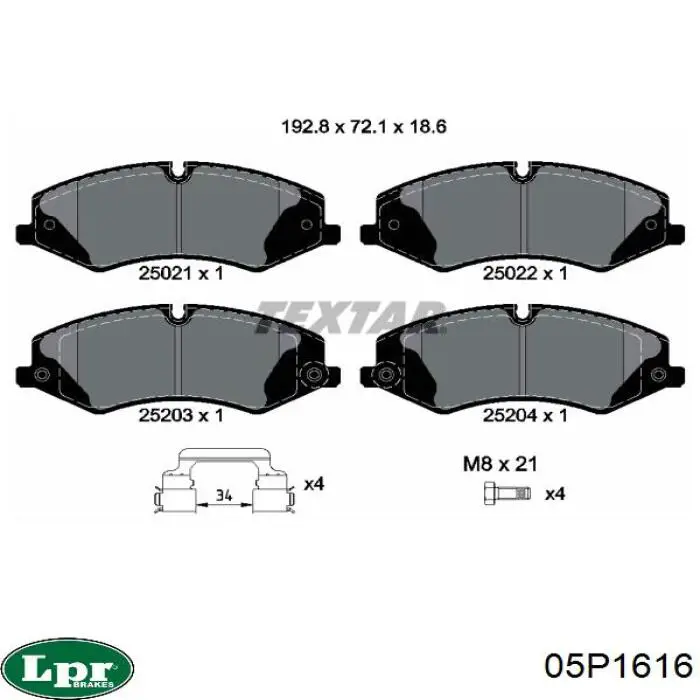 Тормозные колодки LPR 05P1616
