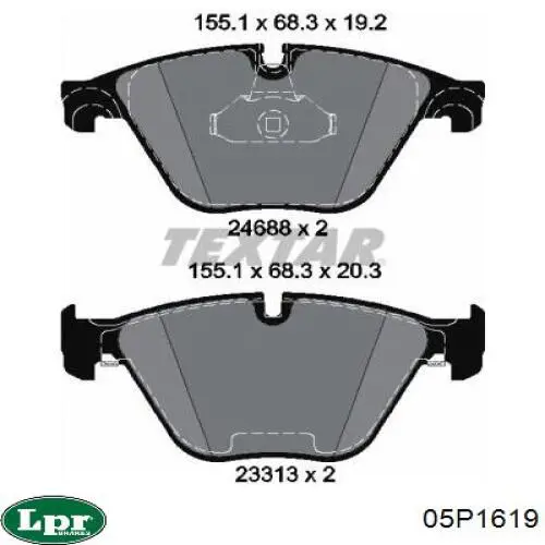 Колодки LPR 05P1619 цена, от 70.48 USD