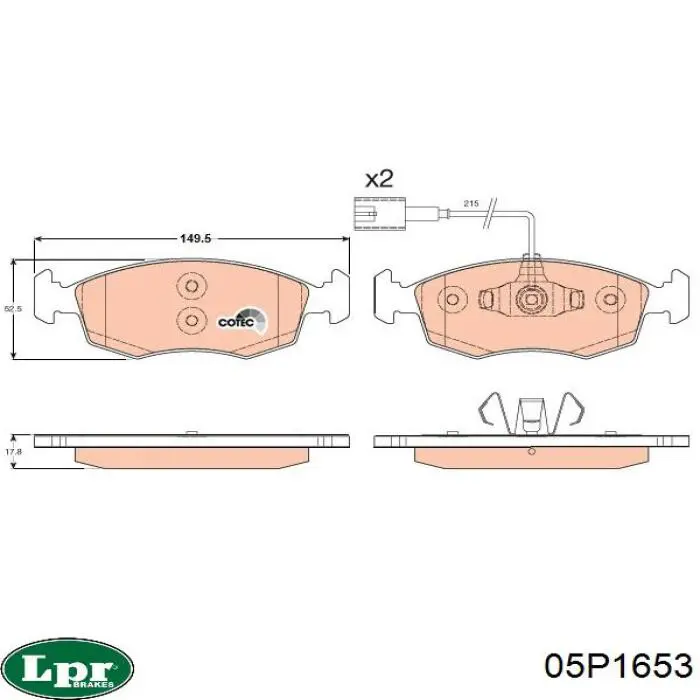 Передние тормозные колодки 05P1653 LPR