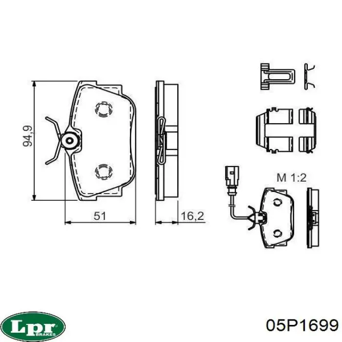 Задние дисковые колодки LPR 05P1699