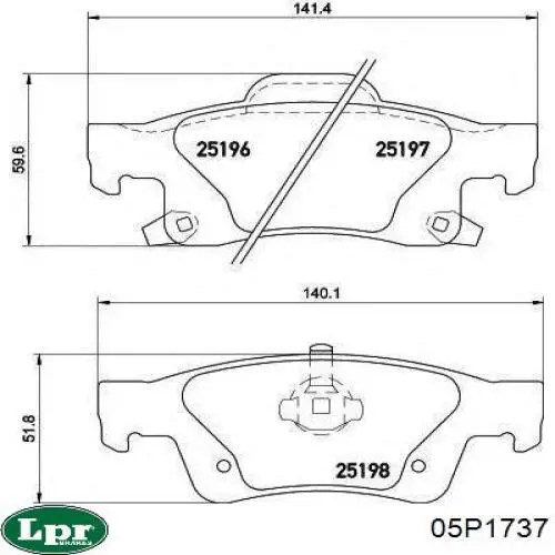 Задние тормозные колодки 05P1737 LPR