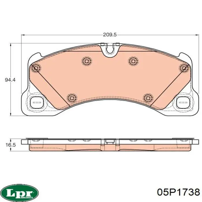 Передние тормозные колодки 05P1738 LPR